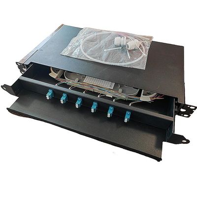 गुणवत्ता  6 Port Fiber Optic Patch Panel SC 12 Core 1U Rack Mount Fiber Enclosure कारखाना