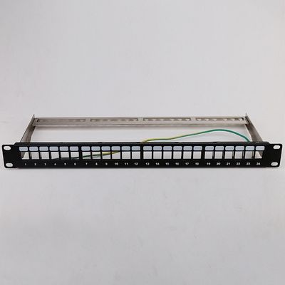 1U 24 पोर्ट STP पैच पैनल RJ45 रैक माउंट Cat6 पैच पैनल ब्लैंक