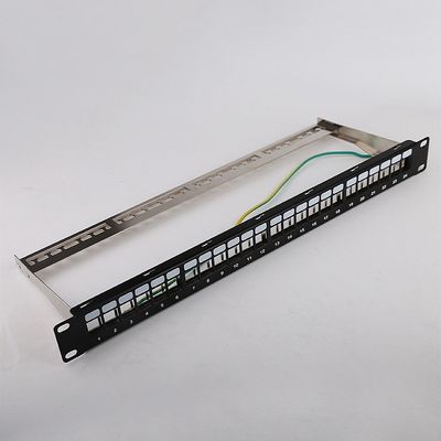 1U 24 पोर्ट STP पैच पैनल RJ45 रैक माउंट Cat6 पैच पैनल ब्लैंक