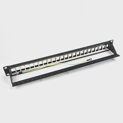 प्रबंधन बार के साथ RJ45 नेटवर्क पैच पैनल 24 पोर्ट 1U कीस्टोन C5 / C5E C6