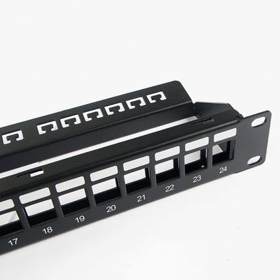 रिक्त नेटवर्क पैच पैनल रक्षाहीन RJ45 24 पोर्ट 1U पैच पैनल