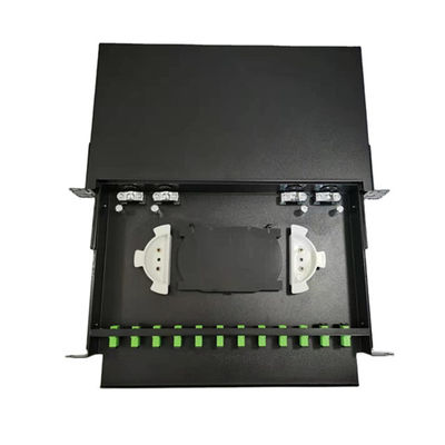 24 पोर्ट ब्लैक मेटल फाइबर ऑप्टिक टर्मिनल बॉक्स 430x200x46 मिमी
