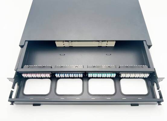 1U Cores MTP MPO -LC Patch panel ODF Chassis enclosure Sliding type for 4 Cassettes with Cable Management